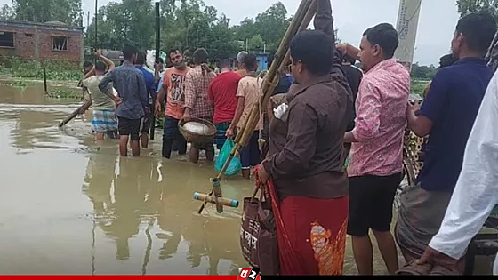 বন্যার পানি নেমে গেলেও, দুর্ভোগ কমেনি হবিগঞ্জবাসীর