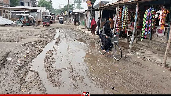 ফুলবাড়ীতে সড়ক সংস্কার না হওয়ায় চরম ভোগান্তিতে এলাকাবাসী 