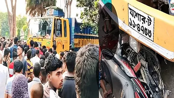 বাড়ি ফেরার পথে ট্রাক চাপায় স্ত্রী সন্তানসহ ব্যবসায়ী নিহত