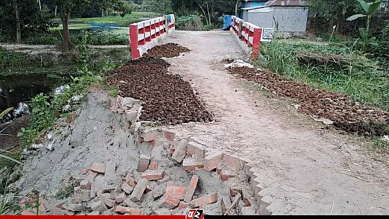 দুই বছর না যেতেই ধসে পড়েছে কালভার্টের সংযোগ সড়ক