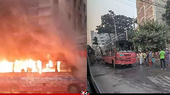 রাজধানীতে হঠাৎ দুই বাসে আগুন