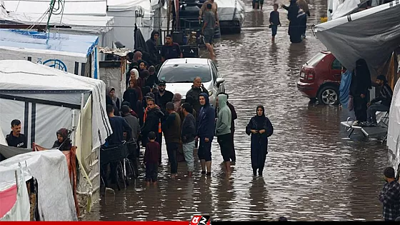 বন্যায় ডুবে গেছে বহু তাঁবু, বিপাকে গাজাবাসী