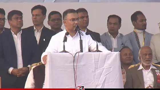 সংবর্ধনা মঞ্চে তারেক রহমান