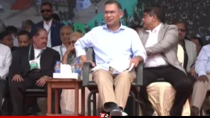 বরিশালে জনসভার মঞ্চে তারেক রহমান