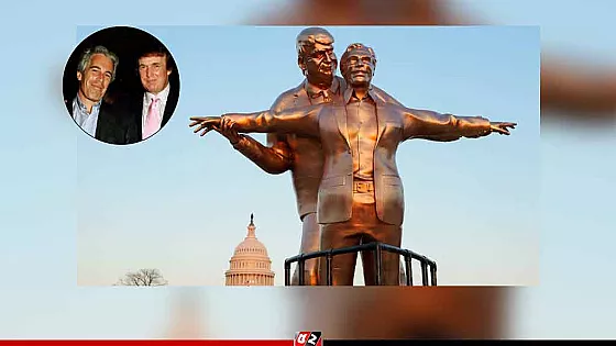 ওয়াশিংটনে টাইটানিক ভঙ্গিতে ট্রাম্প–এপস্টিনের ব্যঙ্গাত্মক ভাস্কর্য