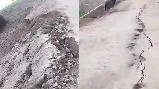 সামান্য বৃষ্টিতে ফসলরক্ষা বাঁধে ধ্বস ও ফাটল