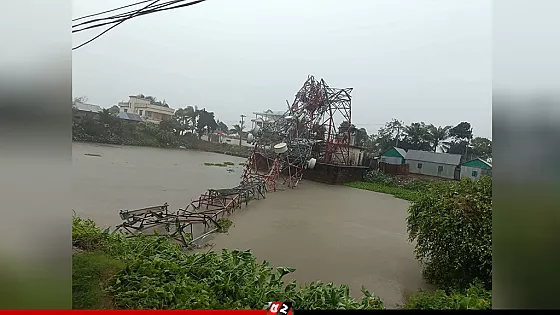 কালবৈশাখীর তাণ্ডবে ভেঙেছে মোবাইল টাওয়ার, বিধ্বস্ত  ব্রাহ্মণবাড়িয়া 