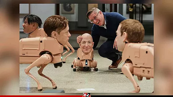 রোবট কুকুরের মুখে মাস্ক-জাকারবার্গ-কিম জং উন!  