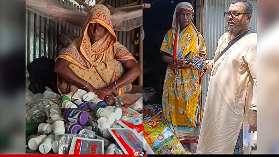 ৫২ টিভির সংবাদ প্রকাশের পর অসহায় বৃদ্ধার পাশে সমাজসেবক রনি
