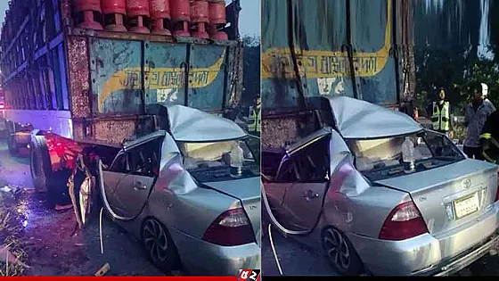 সিলিন্ডার ভর্তি ট্রাকের পেছনে প্রাইভেটকারের ধাক্কা, নিহত ৫ 