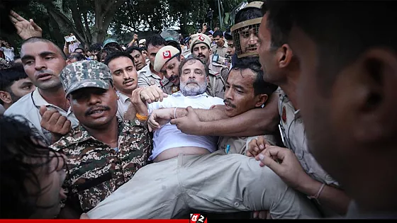 মোদির বাসভবনের সামনে থেকে রাহুল, প্রিয়াঙ্কা গান্ধীকে আটক করেছে পুলিশ