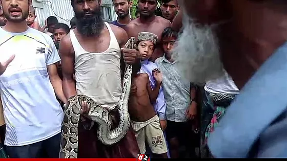 কুড়িগ্রামে ১০ ফুট লম্বা অজগর সাপ উদ্ধার