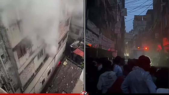 রাজধানীর বংশালে হেলমেটের গোডাউনে আগুন