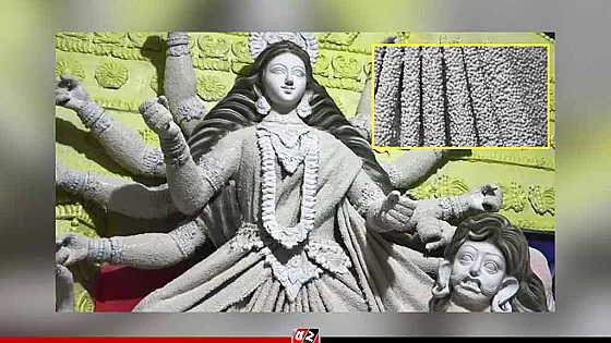 সাবুদানার শৈল্পিক ছোঁয়ায় তৈরি হচ্ছে দুর্গা প্রতিমা!
