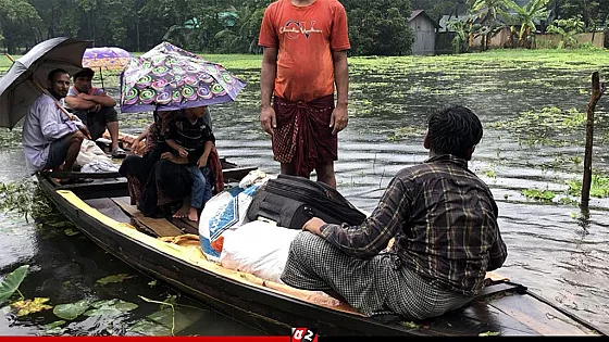 টানা বৃষ্টিতে নোয়াখালীতে পানিবন্দি লাখো মানুষ