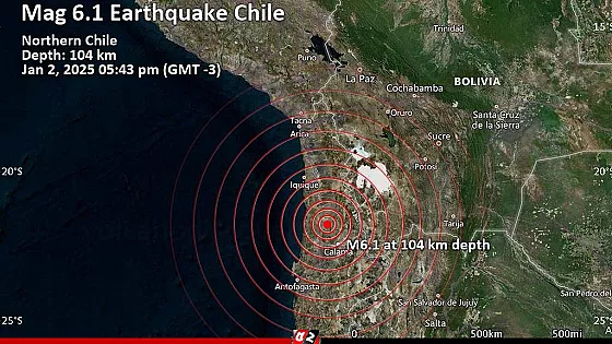 চিলিতে ৬.১ মাত্রার শক্তিশালী ভূমিকম্প অনুভূত