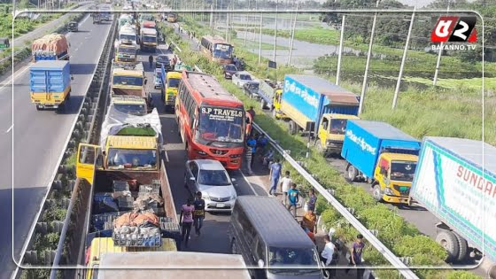 ২৫ কিলো‌মিটা‌র যানজট টাঙ্গাই‌ল-বঙ্গবন্ধু সেতু মহাসড়কে